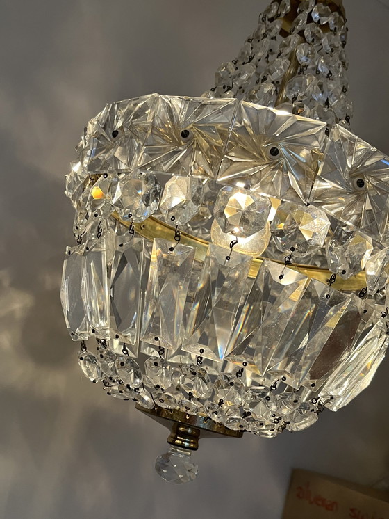 Image 1 of Lampadario a sospensione vintage in cristallo tascabile 