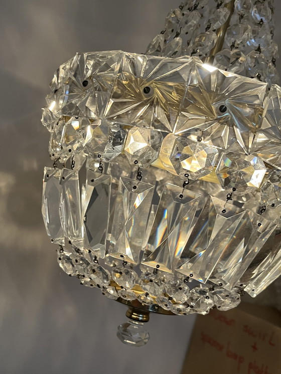 Image 1 of Lampadario a sospensione vintage in cristallo tascabile 