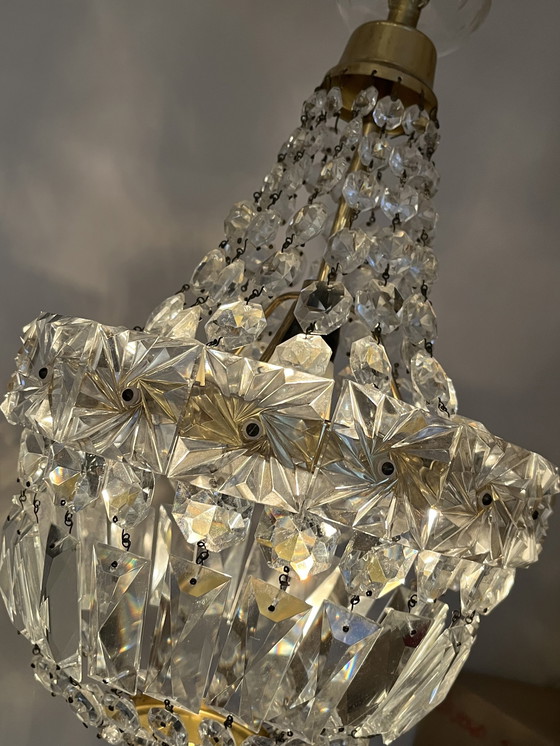 Image 1 of Lampadario a sospensione vintage in cristallo tascabile 