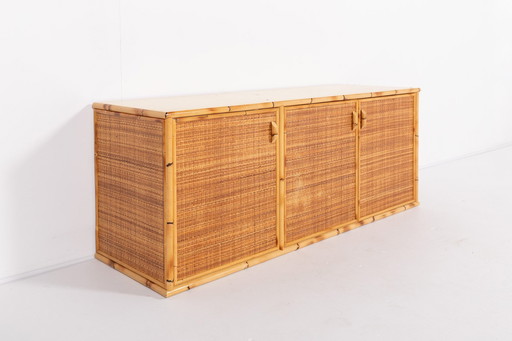 Vintage Bamboo And Rattan Sideboard, Italy 1990'S