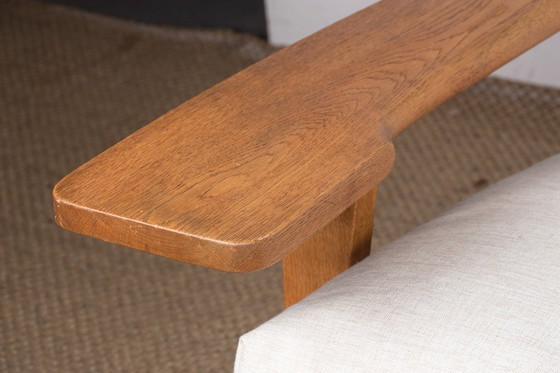 Image 1 of Grande divano danese in rovere massello e tessuto, modello Ge375 di Hans Wegner per Getama, 1960.