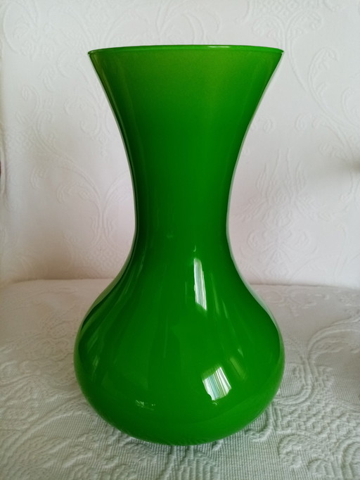 Empoli/Murano 60S Double-Layer Tubed Glass Deco Vase