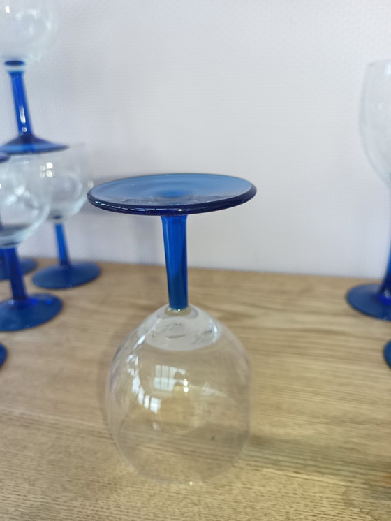 Image 1 of 17x Luminarc wine glasses with blue bases