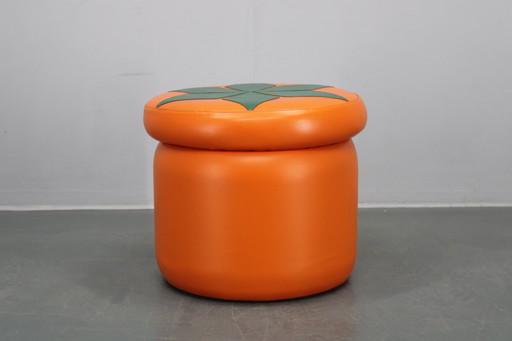 1970s Leather Pouf or Stool, Italy