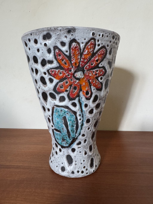 Vallauris Ceramic Vase Lava Flower 60's