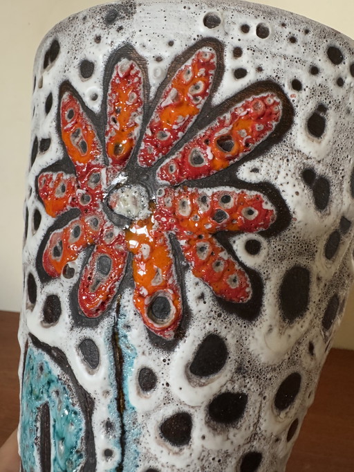 Vallauris Ceramic Vase Lava Flower 60's