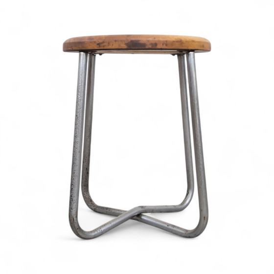 Image 1 of Tubular Steel Stool By Karel Ort For Gottwald, 1930S