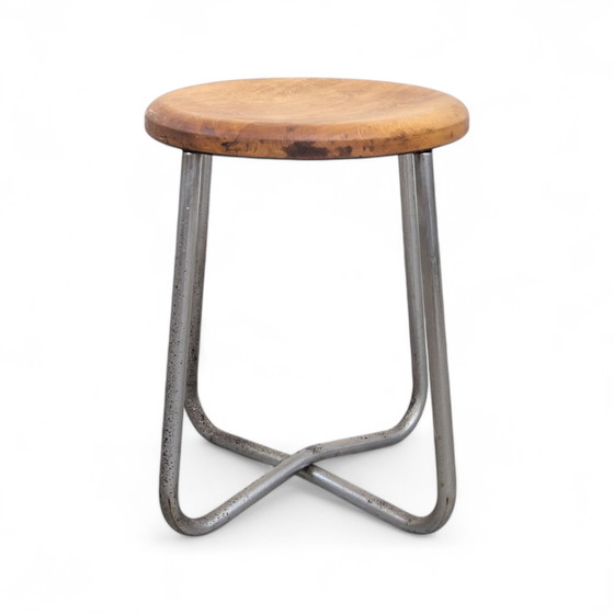 Image 1 of Tubular Steel Stool By Karel Ort For Gottwald, 1930S