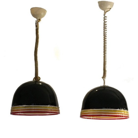 Image 1 of Pair of mid-century murano glass pendant lamps by Roberto Pamio and Renato Toso for Leucos, Italy 1970s