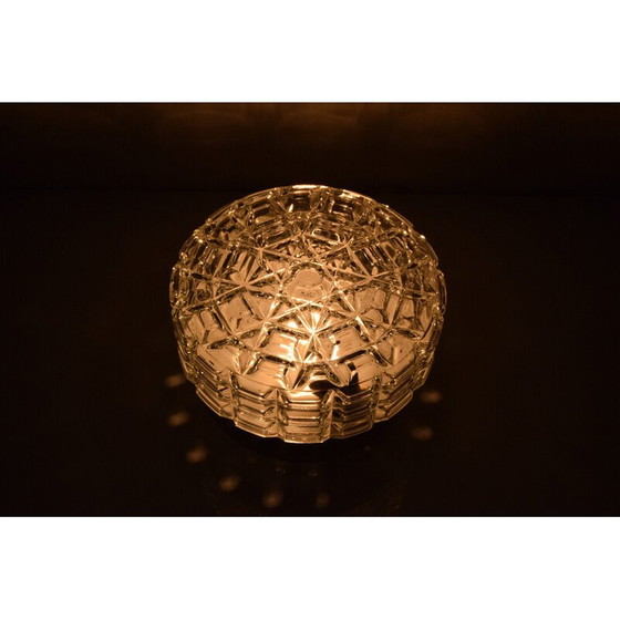 Image 1 of Mid-century glass and metal ceiling lamp, Czechoslovakia 1970s