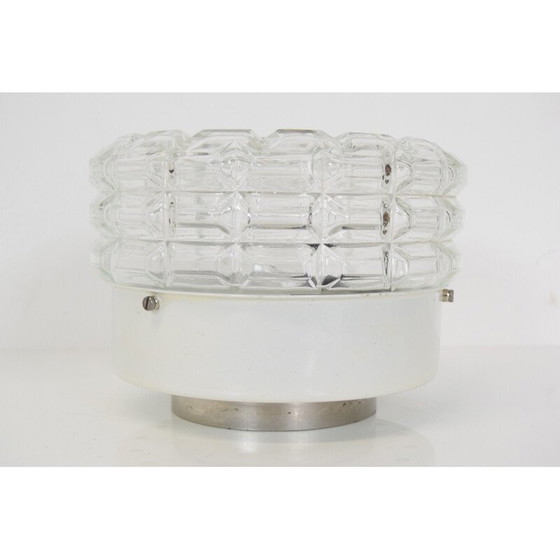 Image 1 of Mid-century glass and metal ceiling lamp, Czechoslovakia 1970s