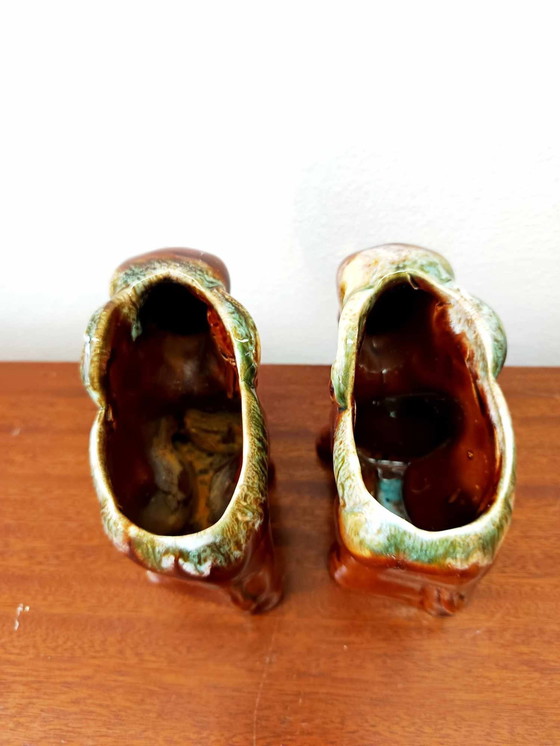 Image 1 of 2x vasi vintage in ceramica a forma di elefante