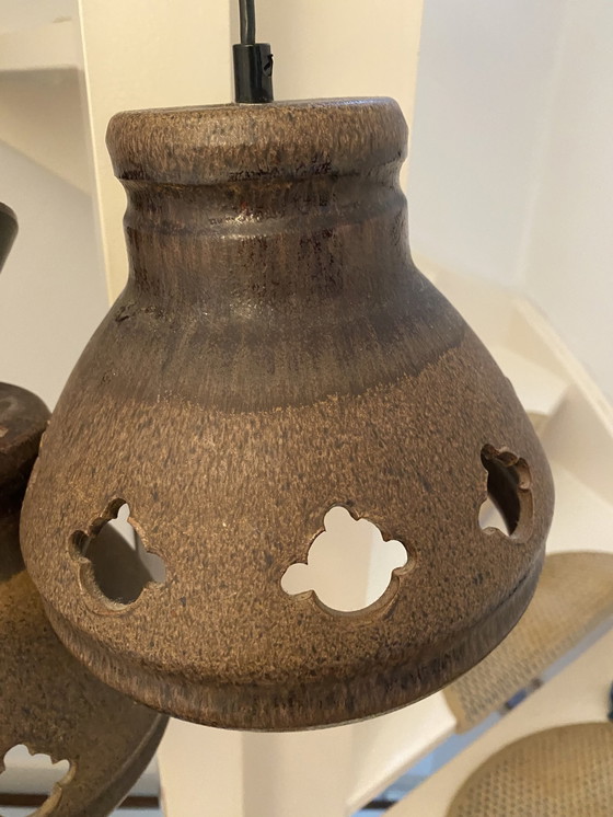 Image 1 of 2 Vintage Pottery Pendant Lamps Seventies