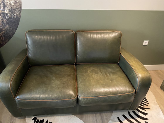 Image 1 of Timeless Baxter Art Deco 2-Seater Sofa In Luxury Bull Leather