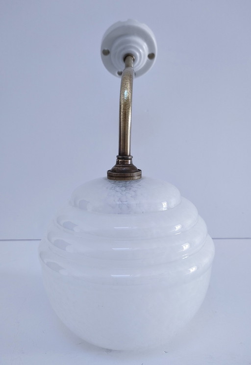 Art Deco wall lamp Glass Clichy Brass Porcelain