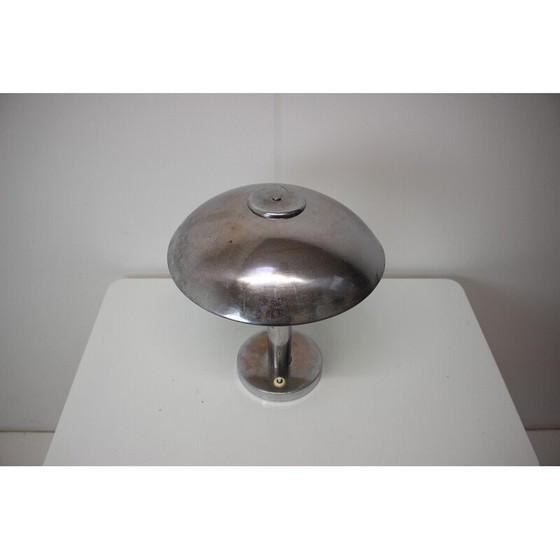 Image 1 of Vintage Art Deco chrome plated Mushroom table lamp, Czechoslovakia 1930s