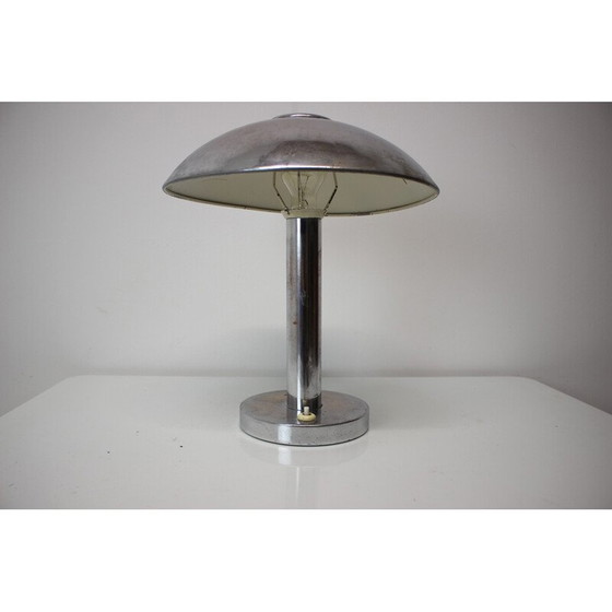 Image 1 of Vintage Art Deco chrome plated Mushroom table lamp, Czechoslovakia 1930s