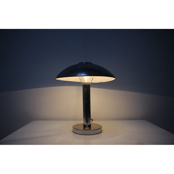 Image 1 of Vintage Art Deco chrome plated Mushroom table lamp, Czechoslovakia 1930s