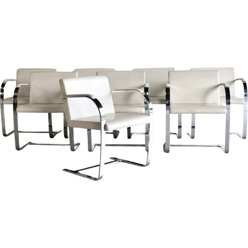 Set of 8 vintage Brno armchairs by Mies Van Der Rohe for Knoll USA, Czechoslovakia 1980
