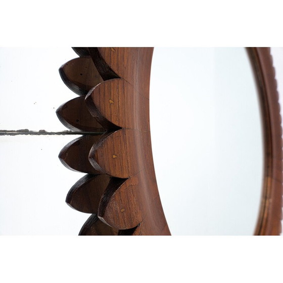 Image 1 of Mid-century circular walnut wall mirror by Fratelli Marelli, Italy 1950s