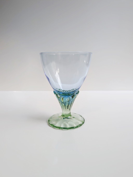 4 Vintage Italian Glasses Dessert Bowls Glass Green Blue Postmodern Bormioli Rocco Bahia 80s 90s Ice Cream Cups