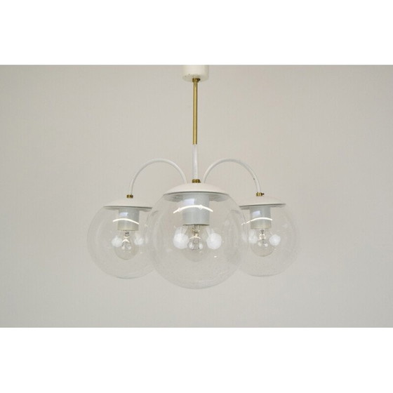 Image 1 of Vintage glass and brass chandelier by Kamenicky Senov, Czech 1970