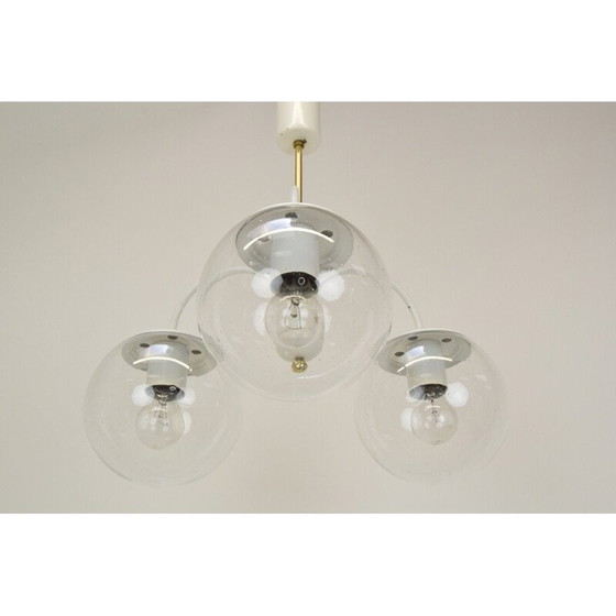 Image 1 of Vintage glass and brass chandelier by Kamenicky Senov, Czech 1970