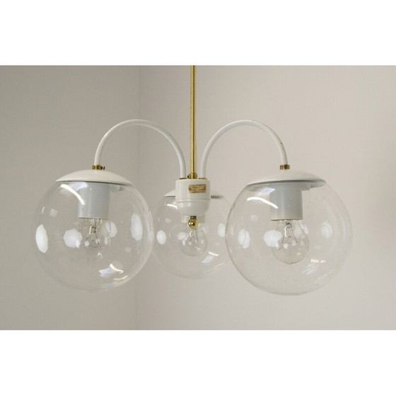 Image 1 of Vintage glass and brass chandelier by Kamenicky Senov, Czech 1970