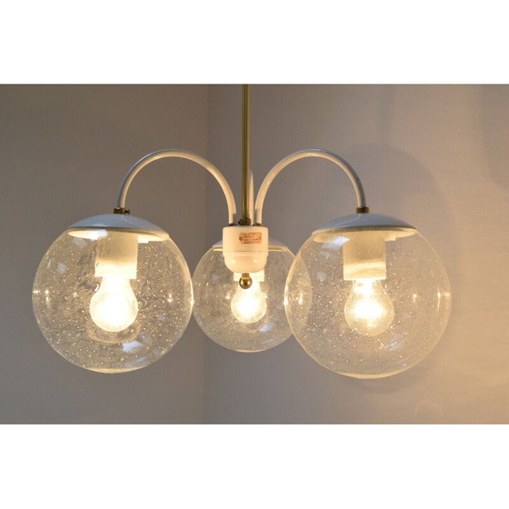 Image 1 of Vintage glass and brass chandelier by Kamenicky Senov, Czech 1970