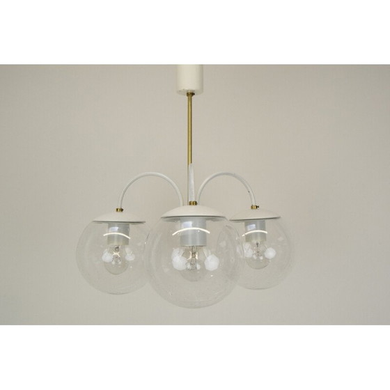 Image 1 of Vintage glass and brass chandelier by Kamenicky Senov, Czech 1970