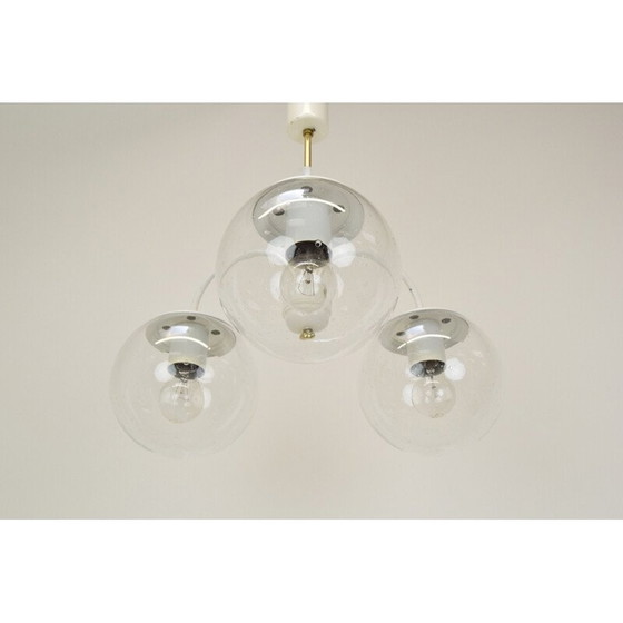 Image 1 of Vintage glass and brass chandelier by Kamenicky Senov, Czech 1970