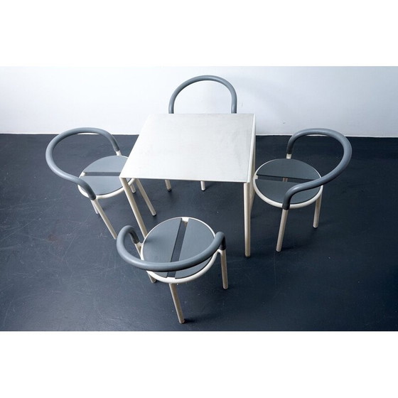 Image 1 of Vintage stainless steel and metal dining set by Fritz Hansen, Denmark 1999