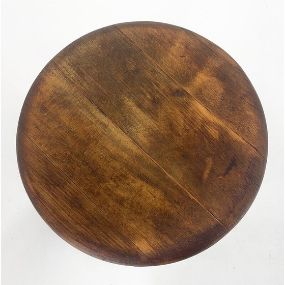 Image 1 of Vintage tripod stool in steel and wood, Czechoslovakia 1950