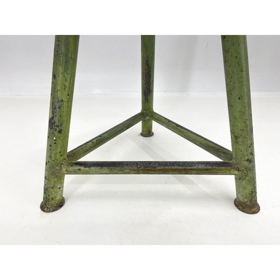 Image 1 of Vintage tripod stool in steel and wood, Czechoslovakia 1950