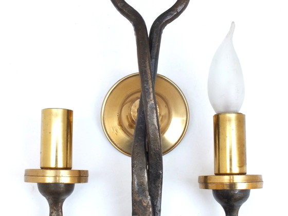 Image 1 of Ciani Florence Atelier Production Years 80' Stylish Sconce In Brass&Wrought Iron