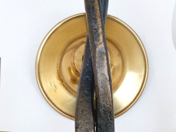 Image 1 of Ciani Florence Atelier Production Years 80' Stylish Sconce In Brass&Wrought Iron