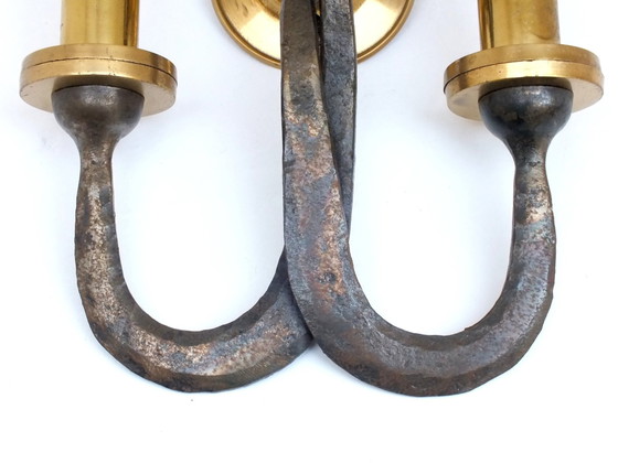 Image 1 of Ciani Florence Atelier Production Years 80' Stylish Sconce In Brass&Wrought Iron