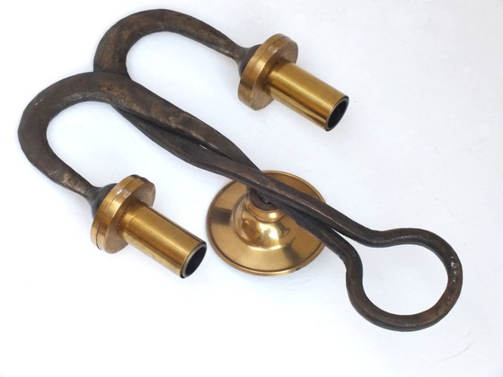 Image 1 of Ciani Florence Atelier Production Years 80' Stylish Sconce In Brass&Wrought Iron