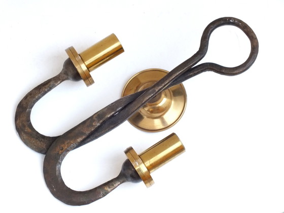 Image 1 of Ciani Florence Atelier Production Years 80' Stylish Sconce In Brass&Wrought Iron