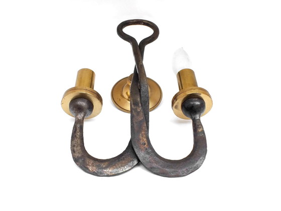 Image 1 of Ciani Florence Atelier Production Years 80' Stylish Sconce In Brass&Wrought Iron