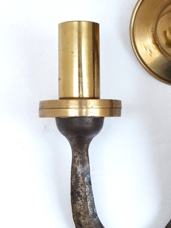 Image 1 of Ciani Florence Atelier Production Years 80' Stylish Sconce In Brass&Wrought Iron