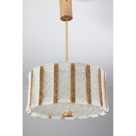 Image 1 of Lampadario vintage in vetro dorato e satinato di Kalmar Franken Kg, Austria 1960