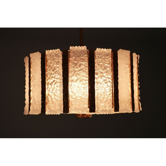 Image 1 of Lampadario vintage in vetro dorato e satinato di Kalmar Franken Kg, Austria 1960