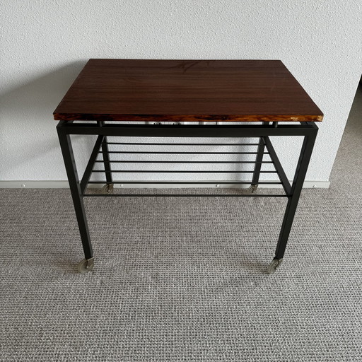 Sixties Roller Table/Side Table Teak Veneer