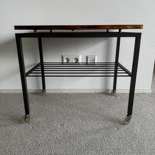 Sixties Roller Table/Side Table Teak Veneer