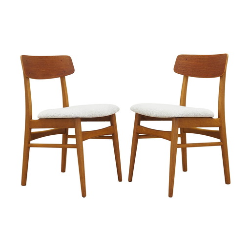 Set Of Two Beech Chairs, Danish Design, 1960S, Manufacture: Denmark