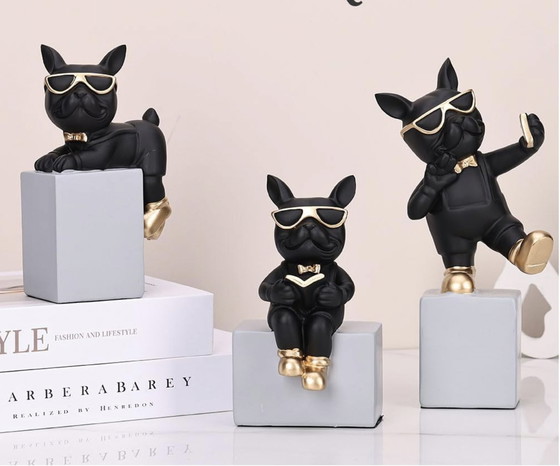 Image 1 of Art Deco French Bulldog Sculptures