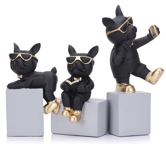 Image 1 of Art Deco French Bulldog Sculptures