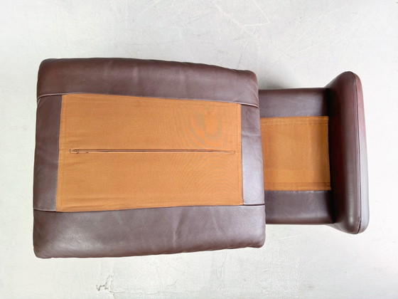 Image 1 of Original Cassina Maralunga Ottoman Leather Stool Brown Vico Magistretti