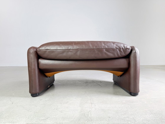 Image 1 of Original Cassina Maralunga Ottoman Leather Stool Brown Vico Magistretti